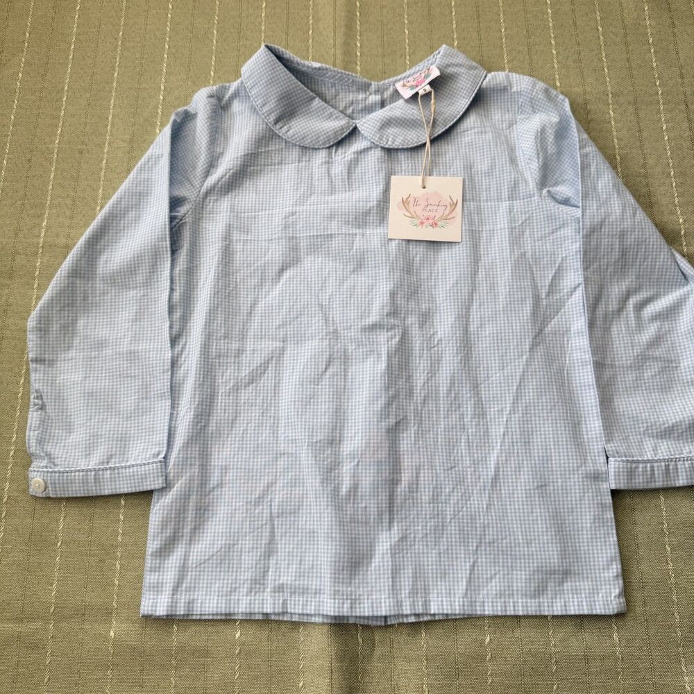 NWT The Smokey Place Girls Size 5 Smocked Top Blue